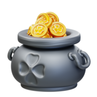 3d illustration pot with clover gold coins png