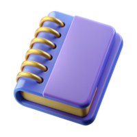 3d render of notebook purple color isolated on background png