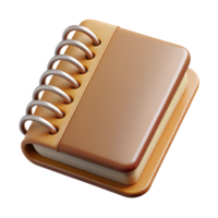 3d render of notebook brown color isolated on background png