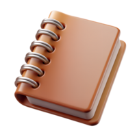 3d render of notebook brown color isolated on background png