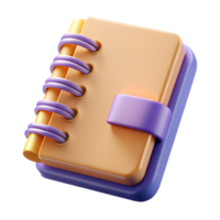 3d render of notebook purple color isolated on background png