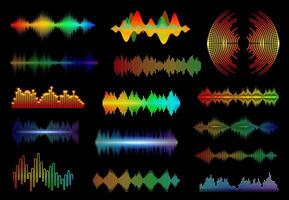 Equalizer sound waves, audio frequency waveform vector