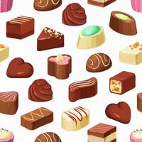 Candies seamless pattern of chocolate and truffle vector
