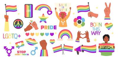 Lgbt elements collection pride month vector