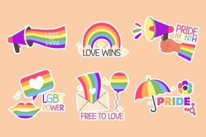 Pride day lstickers abels with letteting flat style vector