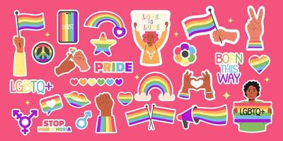 Lgbt stickers collection pride month vector