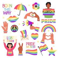 Lgbt collection pride month flat style vector