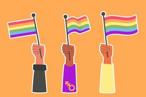 LGBT stickers international different hands with flag vector