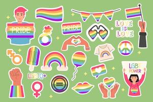 Lgbt stickers collection pride month flat style vector
