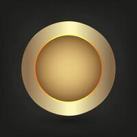 A luxurious and shiny metal golden circle button against a black background, creating a striking contrast , illustration design vector