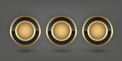 collection of three golden circles with a smooth gradient. with the center being slightly lighter. giving it a realistic in three-dimensional appearance. design vector