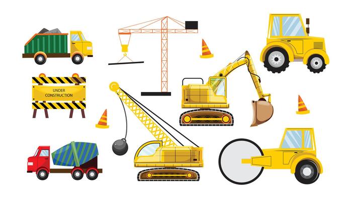 Various construction machinery elements