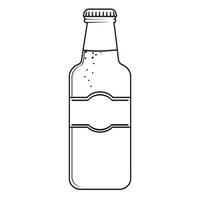 Beer bottle, black outline doodle style vector