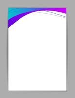 A4 invoice template, minimalist design. border gradient blue and purple pattern at the top and bottom, adding an elegant touch. rest space is white, allowing for easy customization of invoice details vector