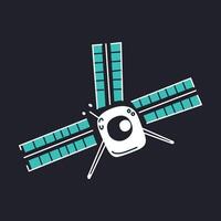 illustration of a spacecraft. Universe, cosmos, galaxy, astronomy in flat style. Space technology, exploration, celestial vehicle. Ideal for science, educational materials, space missions vector