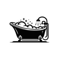 Bathtub silhouette with white color background vector