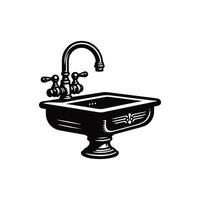 Kichen sink silhouette with white color background vector