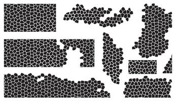 Set of Abstract Geometric Black Polygon Mosaic Pattern vector