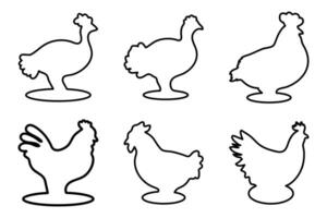 Outline chicken illustration design set vector