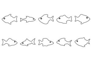 Outline fish illustration design set vector