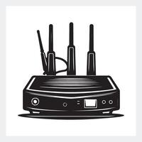 Sleek router silhouette, stylish black and white design for modern tech inspiration. vector