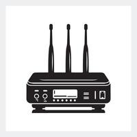 Sleek router silhouette, stylish black and white design for modern tech inspiration. vector