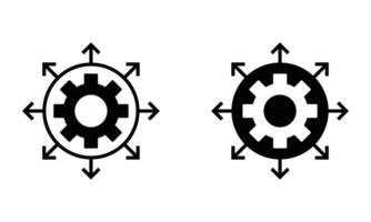 gears with expansion arrow icon vector