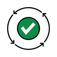 checkmark with cycle arrow icon vector