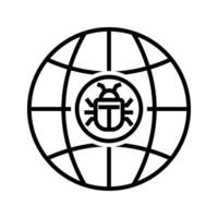 Illustration of internet bug, globe with bug icon vector