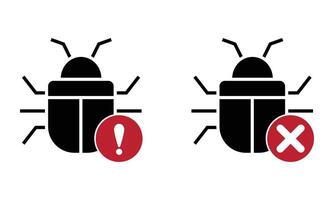bugs with exclamation mark, computer bugs icon vector