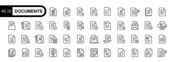 Document line icon set. Documents symbol collection. vector