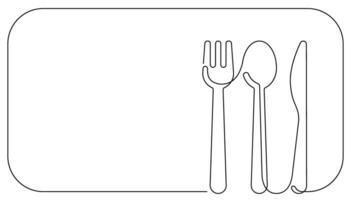 serving utensil place mat one line continuous vector