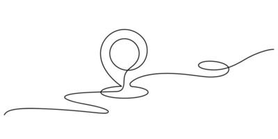 map pin icon hand drawn continuous line drawing vector
