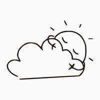 a drawing of a cloud with a sun on it vector