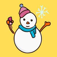 a cartoon snowman with a hat and scarf vector