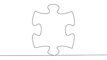 One line connecting puzzle pieces in one continuous line. Puzzle element. vector