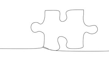 One line connecting puzzle pieces in one continuous line. Puzzle element. vector