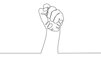 self drawing of single continuous line draw fist or resistance hand symbol. Nonverbal sign vector