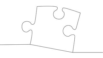 One line connecting puzzle pieces in one continuous line. Puzzle element. vector