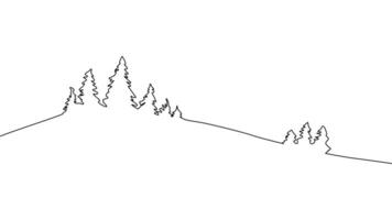 Self-drawing a simple animation of one continuous drawing of one line of Christmas trees, forest vector