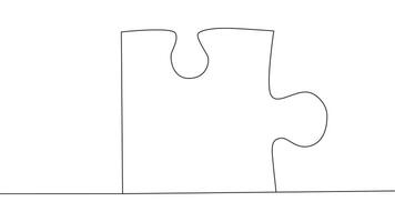 One line connecting puzzle pieces in one continuous line. Puzzle element. vector