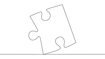 One line connecting puzzle pieces in one continuous line. Puzzle element. vector