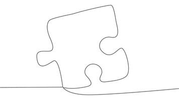One line connecting puzzle pieces in one continuous line. Puzzle element. vector