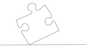 One line connecting puzzle pieces in one continuous line. Puzzle element. vector