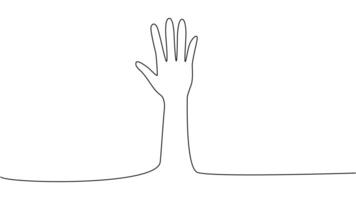continuous single line drawing of a group of hands raised up. The concept of voting, elections vector