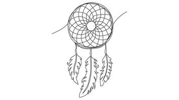 Self draw continuous line dream catcher mystery symbol vector