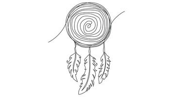 Self draw continuous line dream catcher mystery symbol vector
