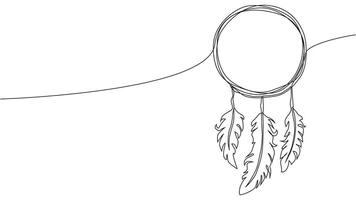 Self draw continuous line dream catcher mystery symbol vector