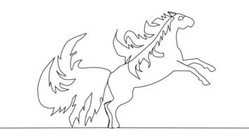 Self drawing one line draw a horse. Minimalism, One line draw vector