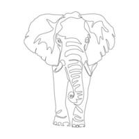 One continuous line drawing of a elephant. Single line draw design graphic illustration. vector